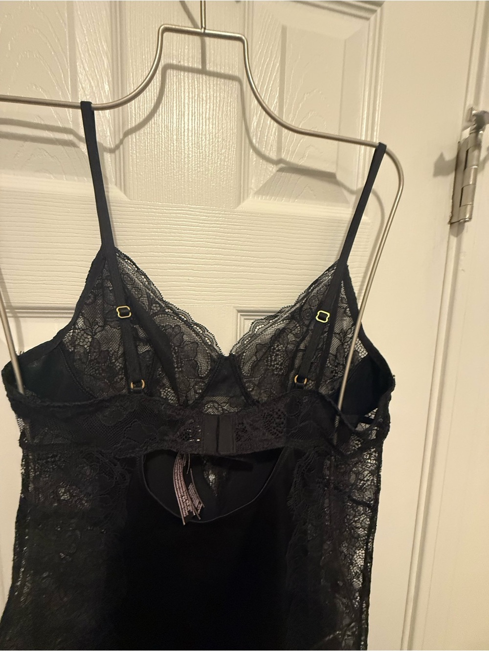 Victorias Secret Black Lace Satin Slip with Garter Straps Large - Picture 8 of 11